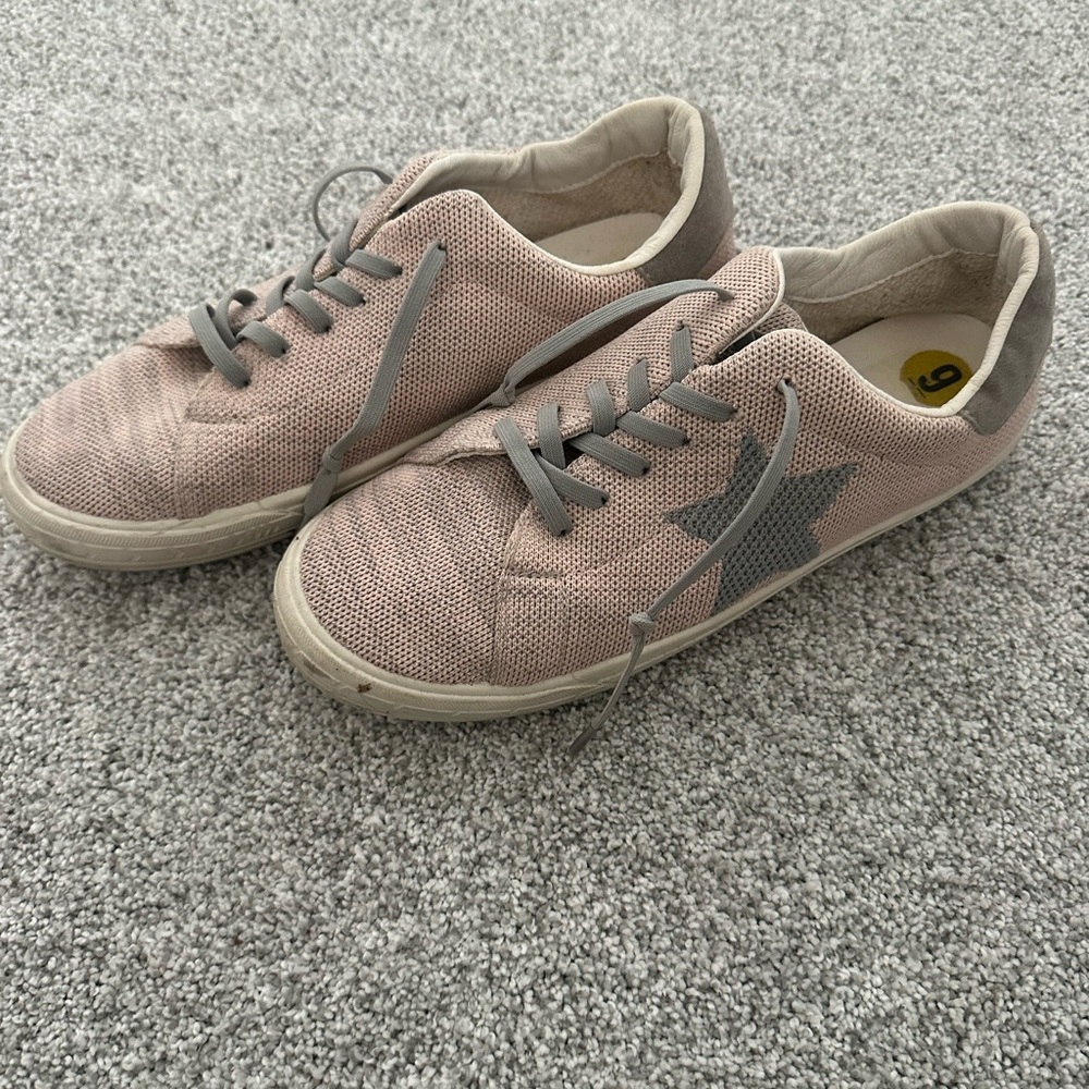 Gray and Pink Star Sneakers